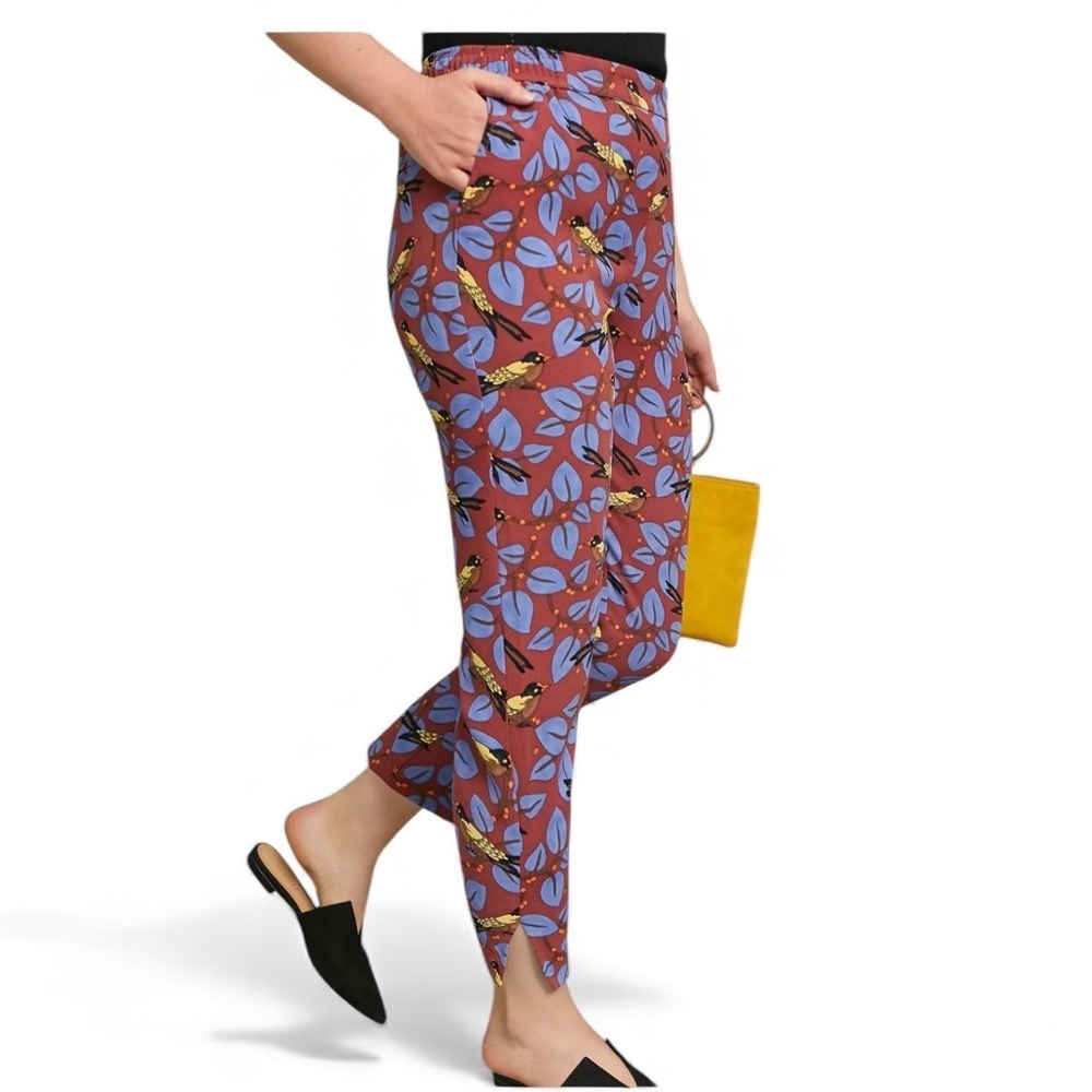 Anthropologie Essential Slim Trousers Bird Print